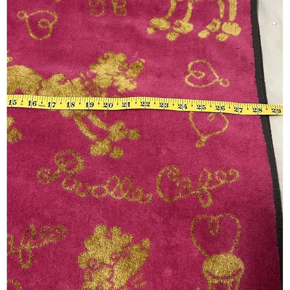 Kitschy Poodle Cafe Towel Set Pink Gold Besana Italian Bath & Hand Pom Poms Glam